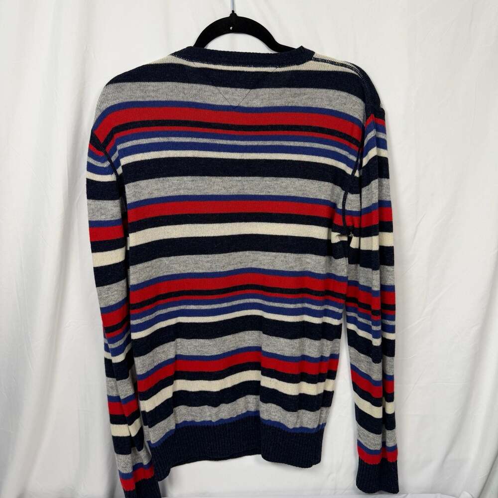 Tommy Hilfiger Men's Size Large Striped 100% Lambswool V-Neck Sweater - Picture 3 of 7